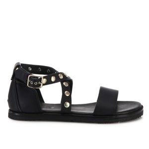 NEW Hunter Black Original Leather Studded Sandal 6